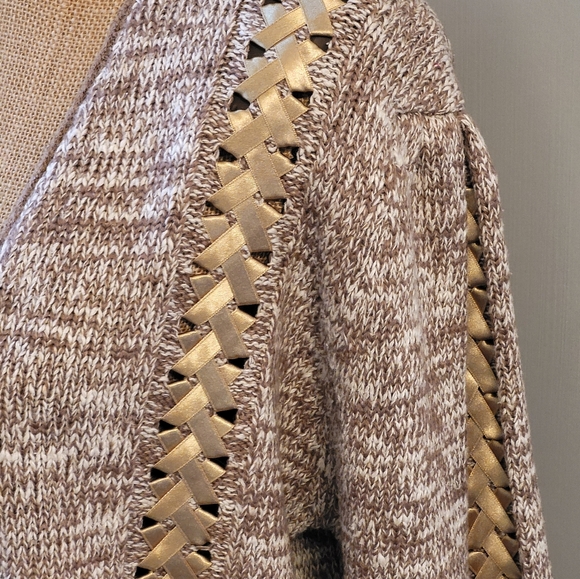 Nina Austin Vtg 80s Silk Blend Cardigan with gold ribbon accents medium - Picture 5 of 10